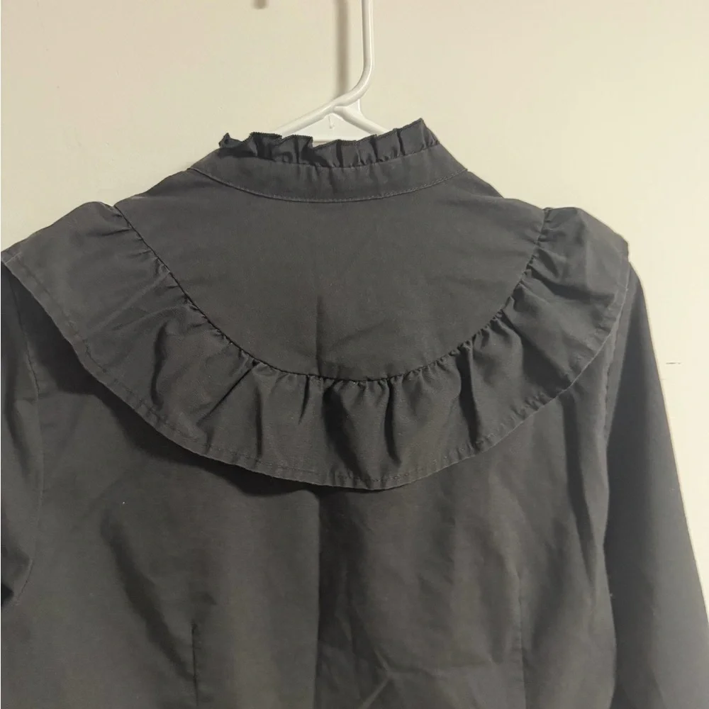 Miss Lili Black Ruffled Blouse Large